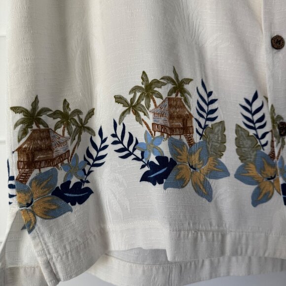 Caribbean Joe's Tropical White SS Button Down Shirt Mens Hawaiian, Size M - Picture 5 of 7